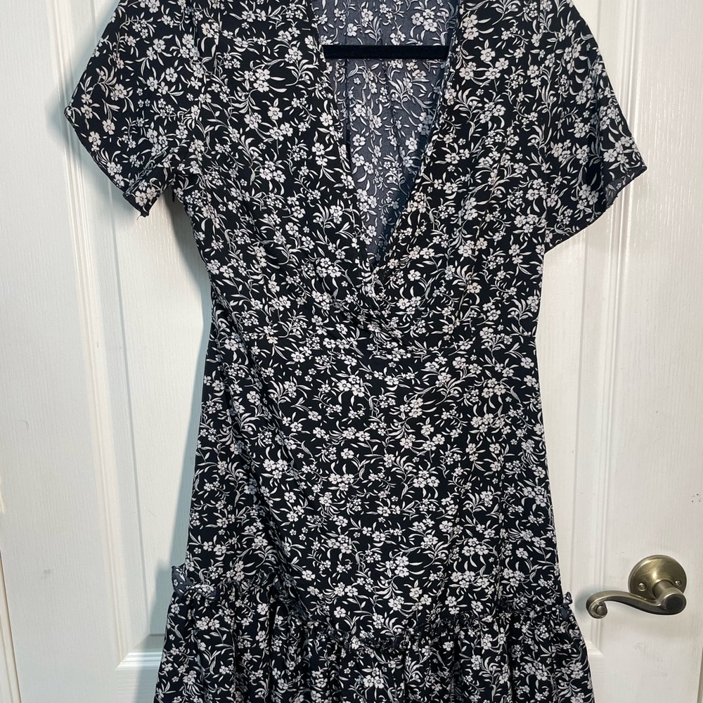 Floral Black and White Dress